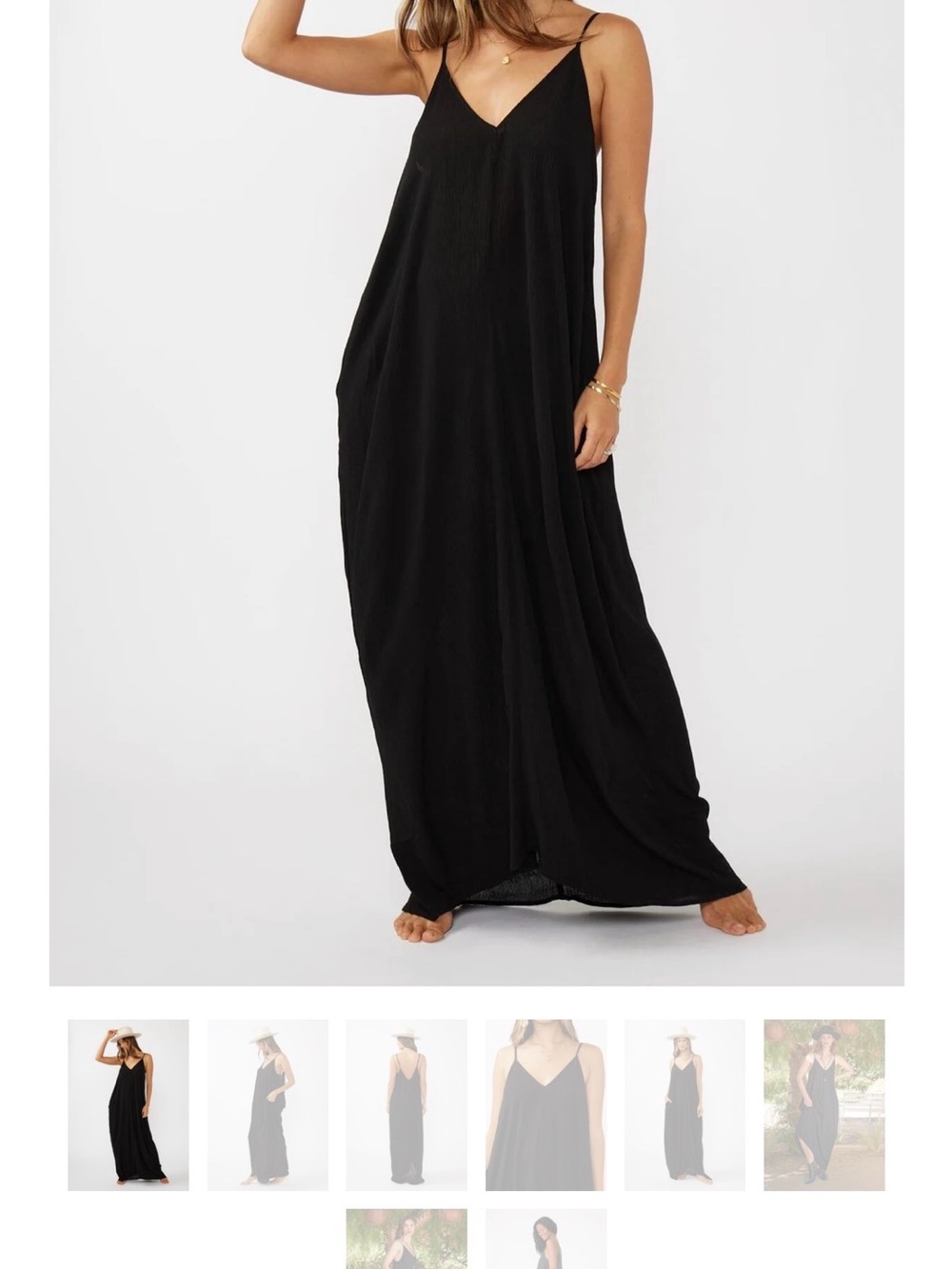 LoveStitch Black V-Neck Spaghetti Strap Maxi Dress - S/M